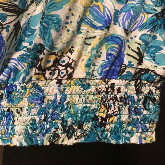 ❗2/$20❗Vibrant print short sleeve shirt gathered waist elastic at neck/arms - Picture 4 of 9